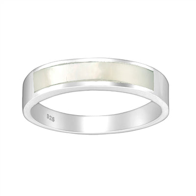 Sterling Silver & Mother of Pearl Shell Band Ring