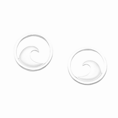 Sterling Silver Wave Stud Earrings