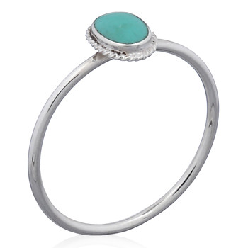 Tiny Oval Turquoise Sterling Silver Ring