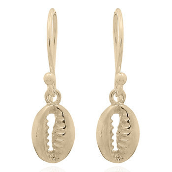 Gold Cowrie Shell Dangly Earrings