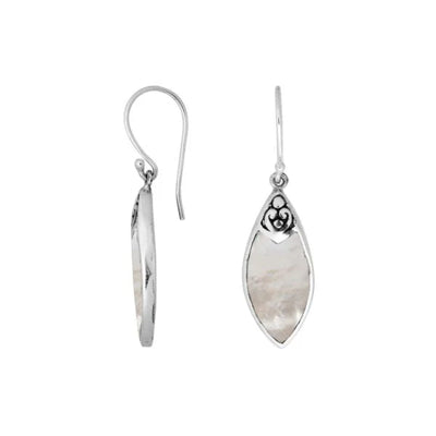 Sterling Silver & Mother of Pearl Shell Dangly Earrings