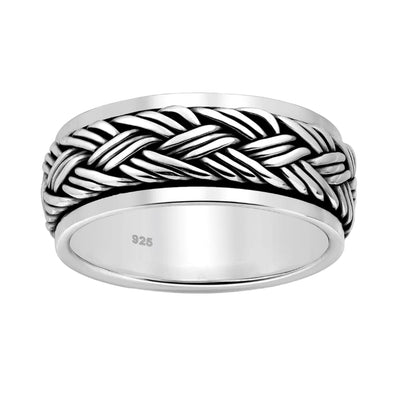 Sterling Silver Kete Weave Spin Ring