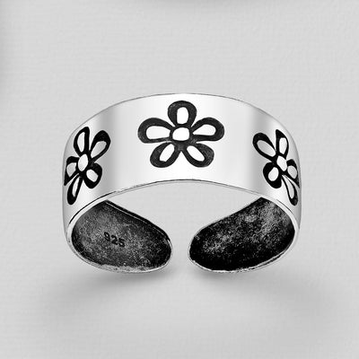 Sterling Silver Flower Toe Ring